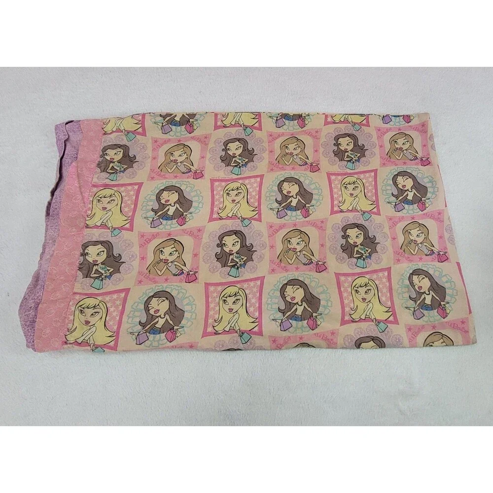Vintage 2004 Lil Bratz Pink Standard Pillowcase Y2K MGA Doll Pillow Cover Decor